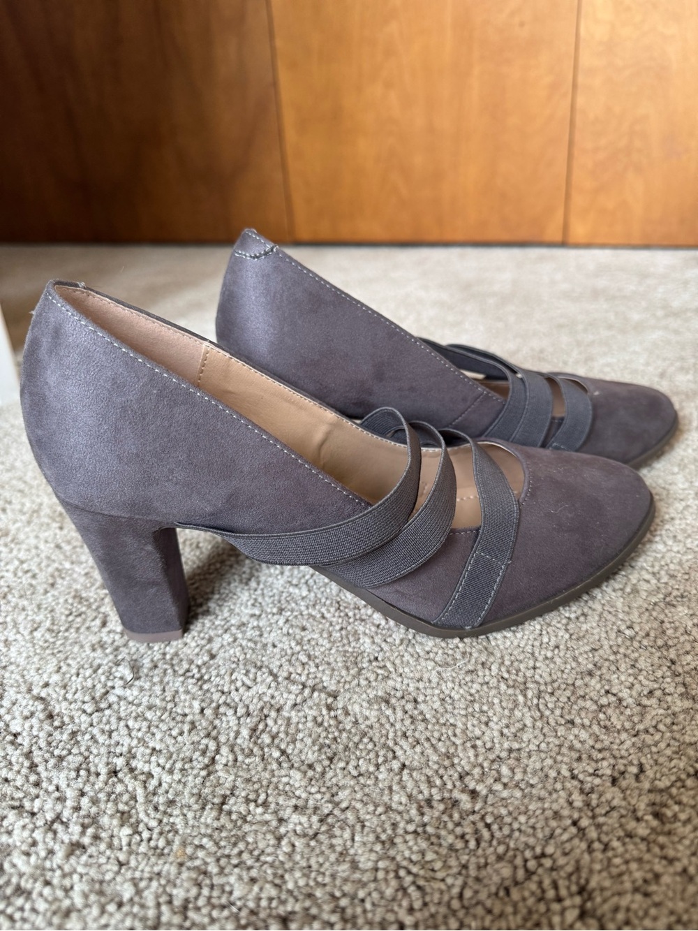 JOURNEE Collection Block Heel Mary Jane Pumps in dark taupe